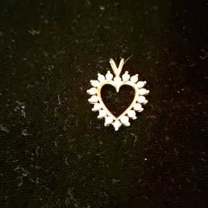 Gold overlay Heart Pendant with Diamond Chips